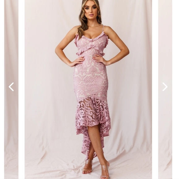 Selfie Leslie NWT blue mermaid dress lace overlay US large - Picture 7 of 7